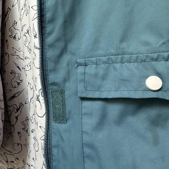 EUC Mountain Warehouse Navy Windbreaker, Hood Lavender Bunny Print Lining Zip Up - Picture 7 of 10